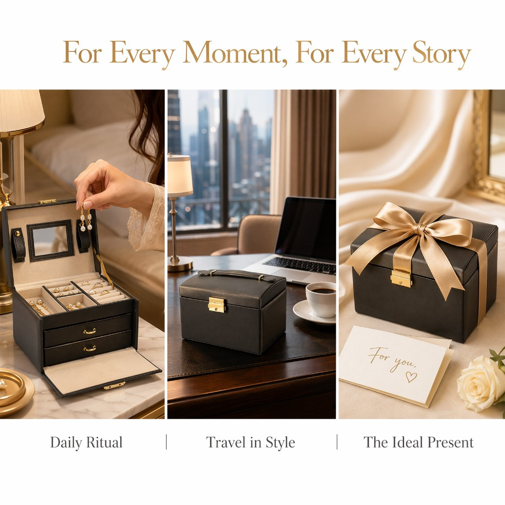 Multi-Layer Portable Jewellery Organiser with Mirror